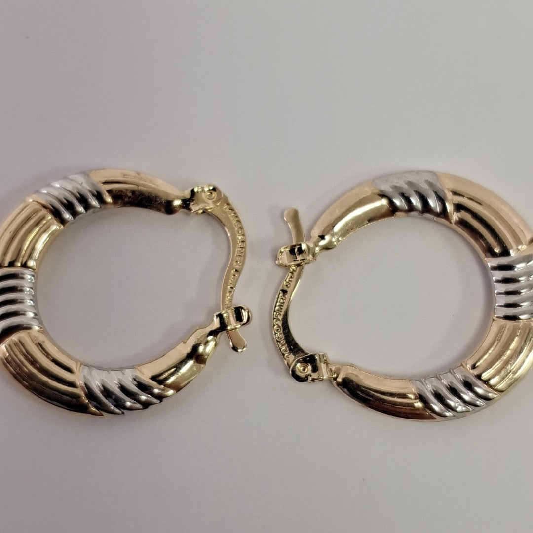 ARETES TEJIDO ARRACADAS COMBINADAS HUECAS 14K 2 GR (NUEVO)