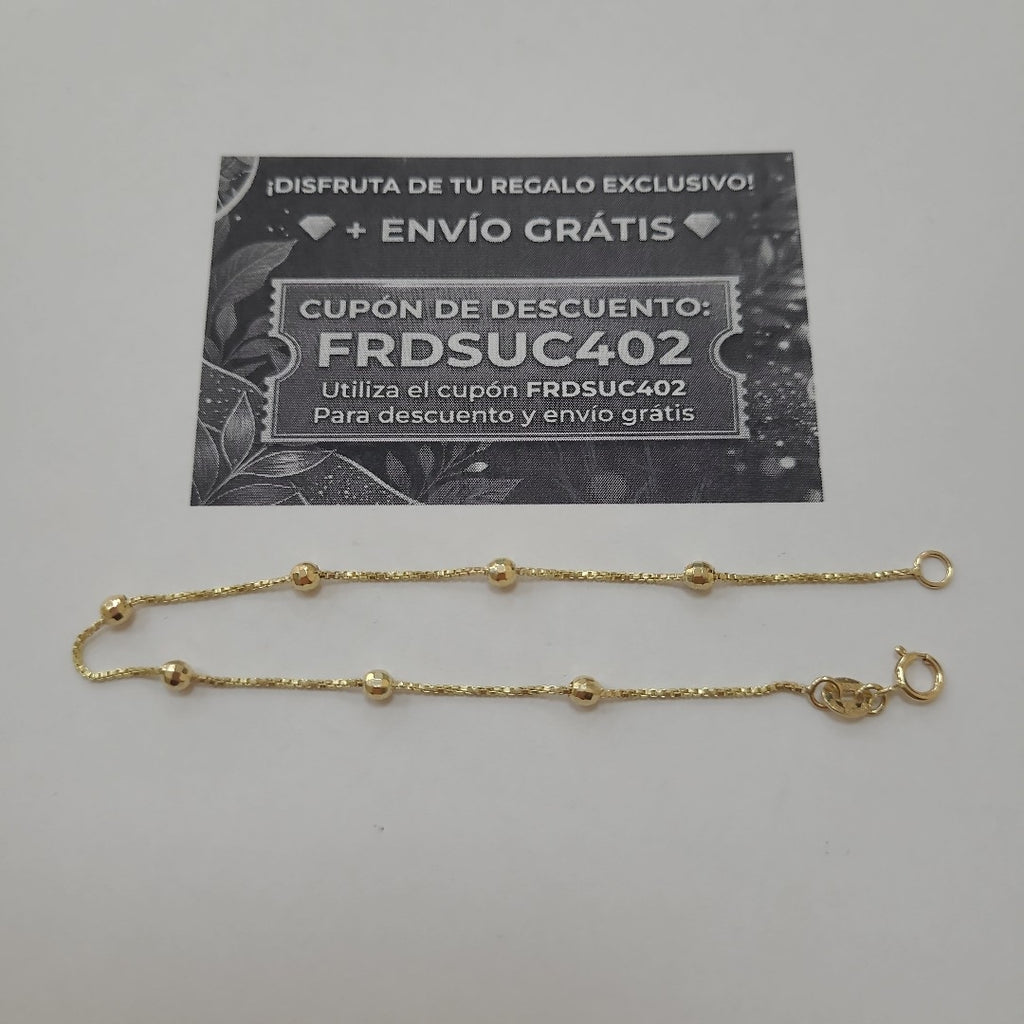 PULSERA ESPECIAL CON BOLITAS 14K 18 CM 1.4 GR (NUEVO)