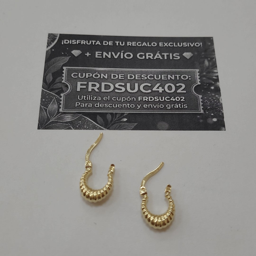 ARETES ARRACADA ESTRIADAS 14K 1.1 GR (NUEVO)