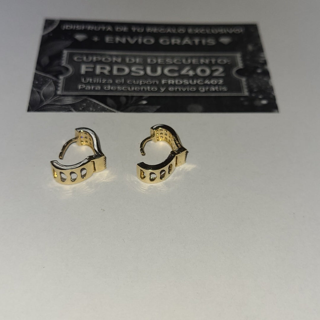 ARETES ARRACADAS CORAZON C CIRCONIAS 14K 2.2 GR (NUEVO)