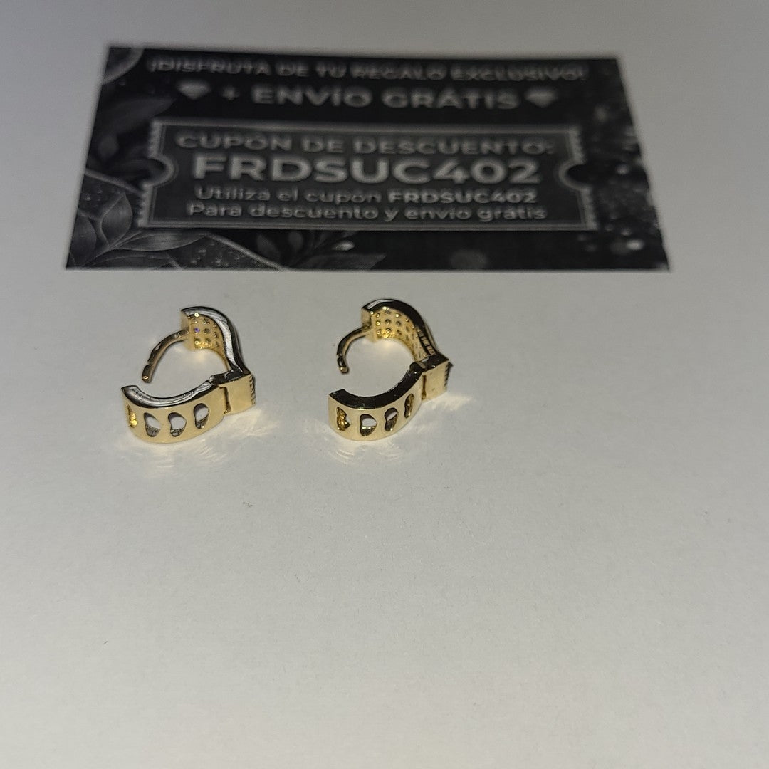 ARETES ARRACADAS CORAZON C CIRCONIAS 14K 2.2 GR (NUEVO)