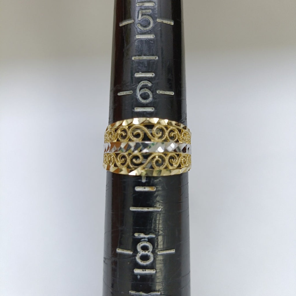ANILLOS TIPO FILIGRANA COMBINADO 14K TALLA 7 2.8 GR (NUEVO)