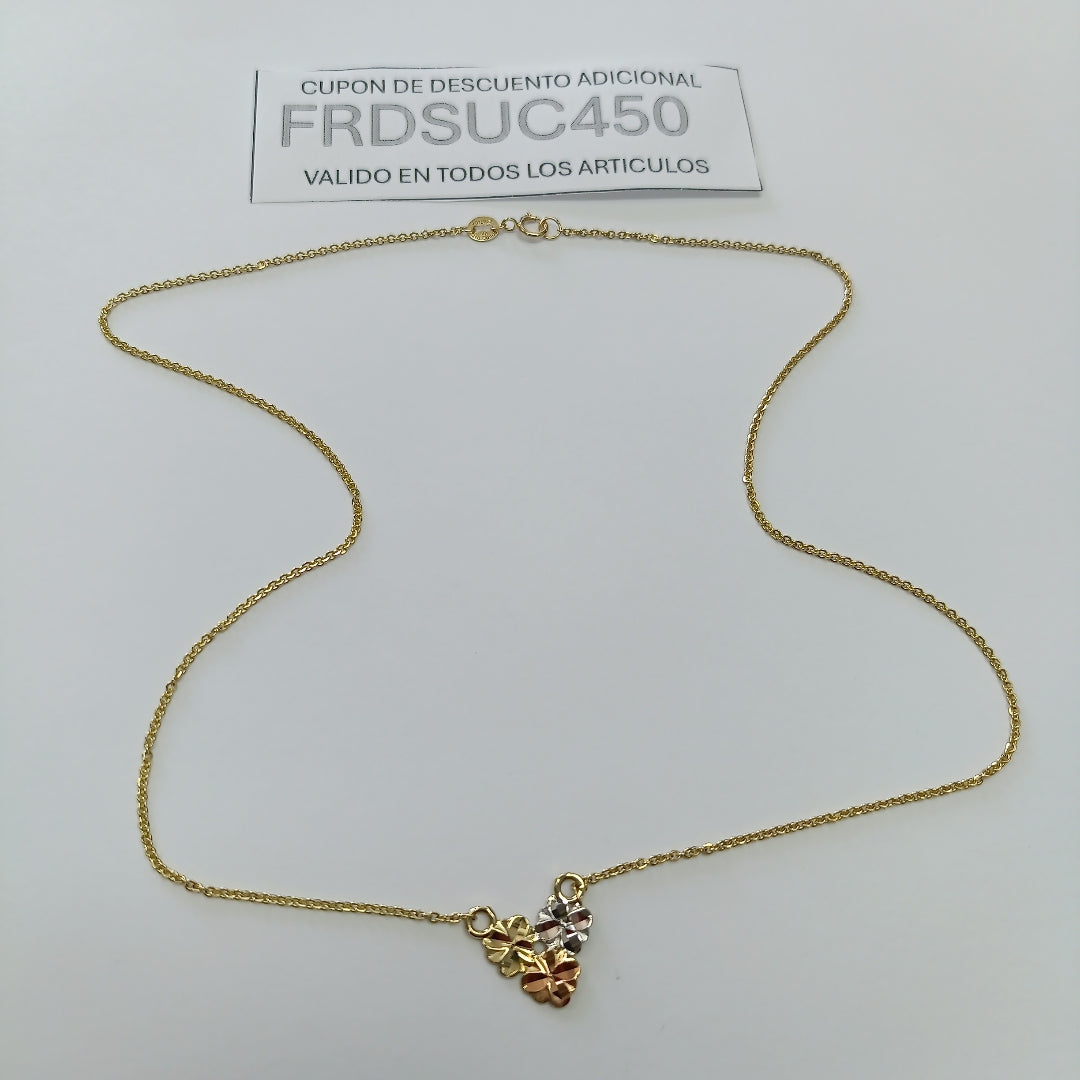 CADENA TEJIDO GARGANTILLA ESPECIAL C FLORES 14K 45 CM 3 GR (NUEVO)