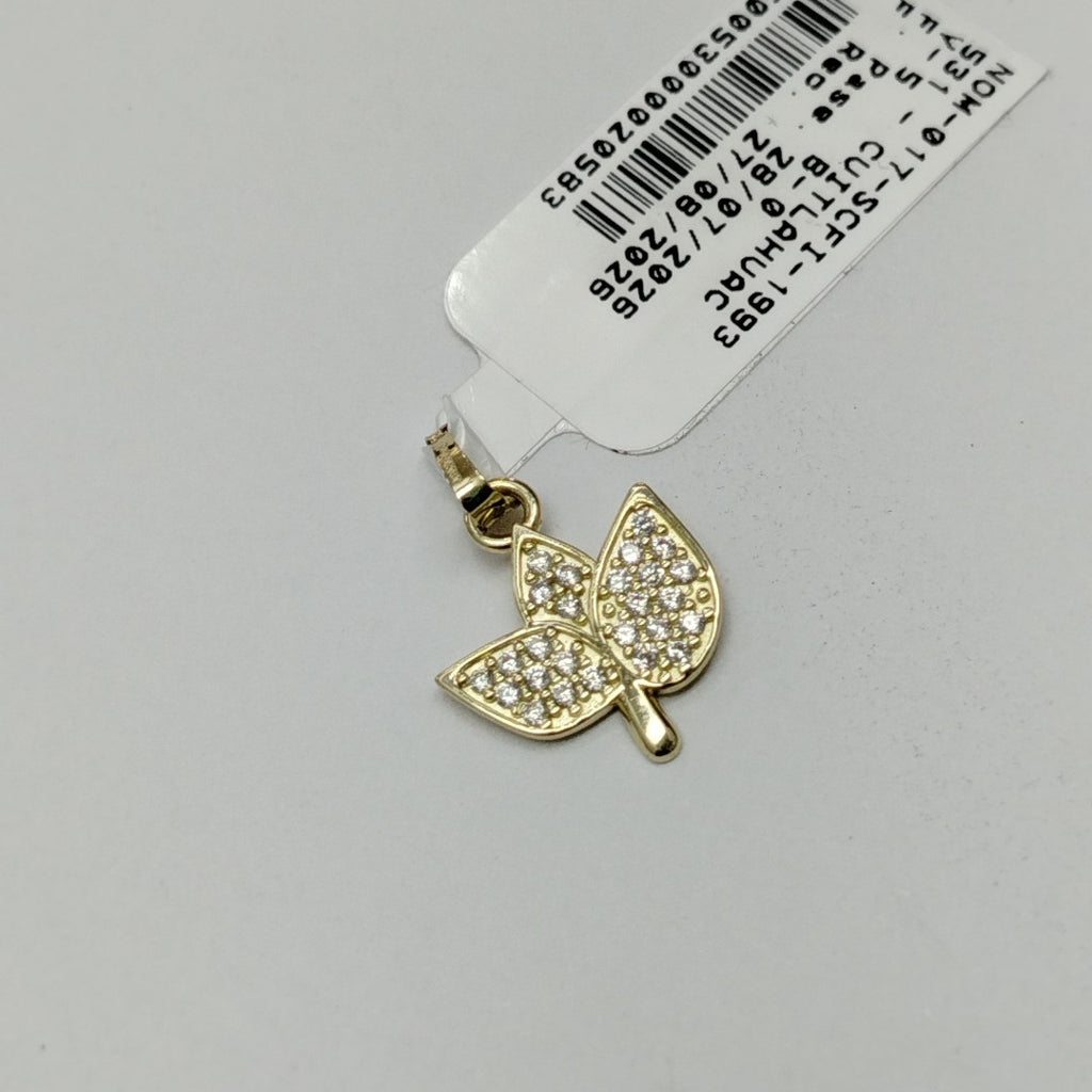 DIJE TEJIDO HOJAS CON CIRCONIAS 14K 0.9 GR (NUEVO)