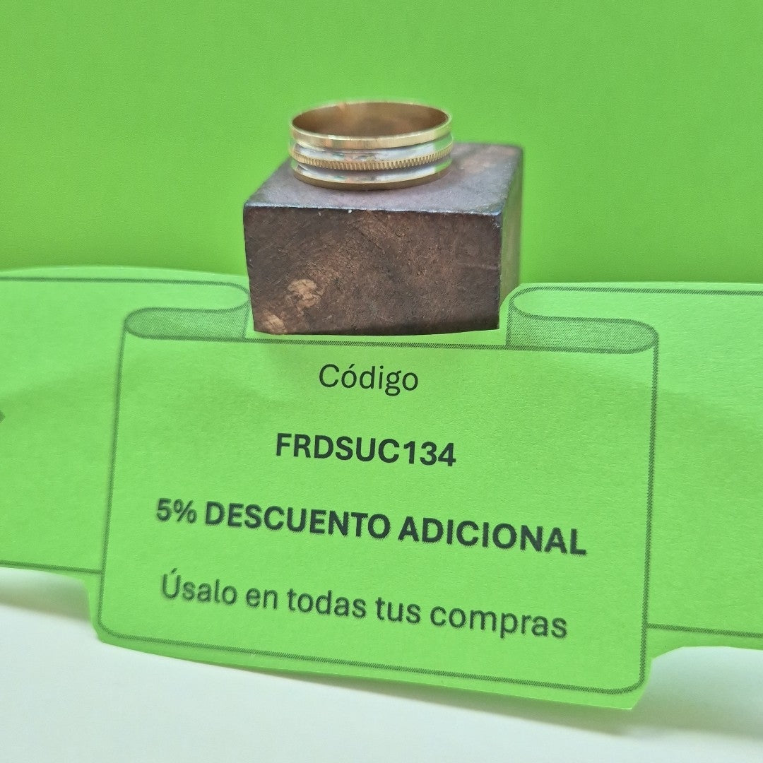 ANILLO ORO COMBINADO 14 K 2.2 GRMS (SEMINUEVO)