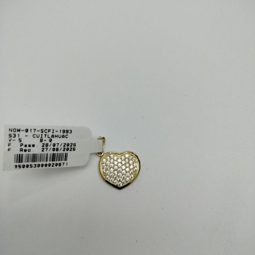 DIJE TEJIDO CORAZON CON CIRCONIAS 14K 1.8 GR (NUEVO)