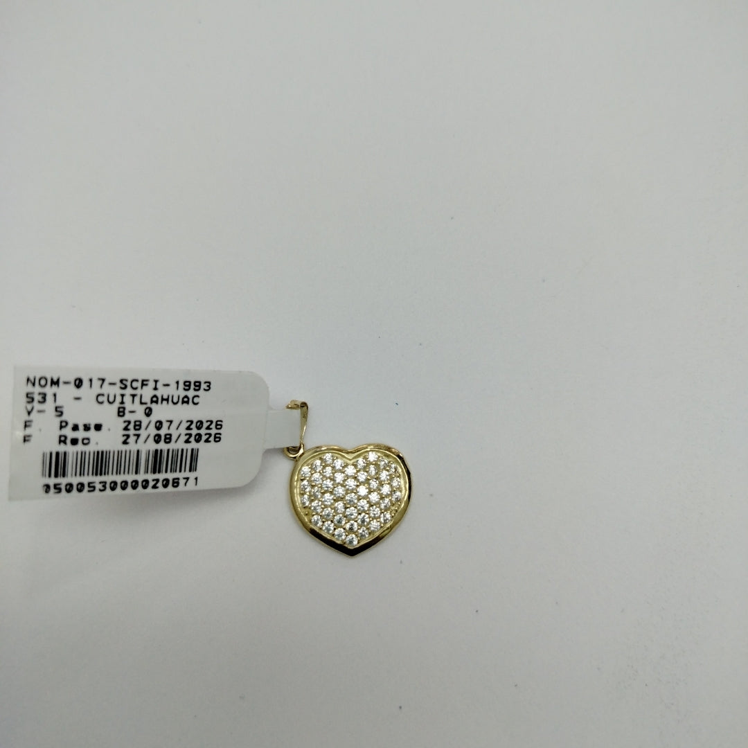 DIJE TEJIDO CORAZON CON CIRCONIAS 14K 1.8 GR (NUEVO)