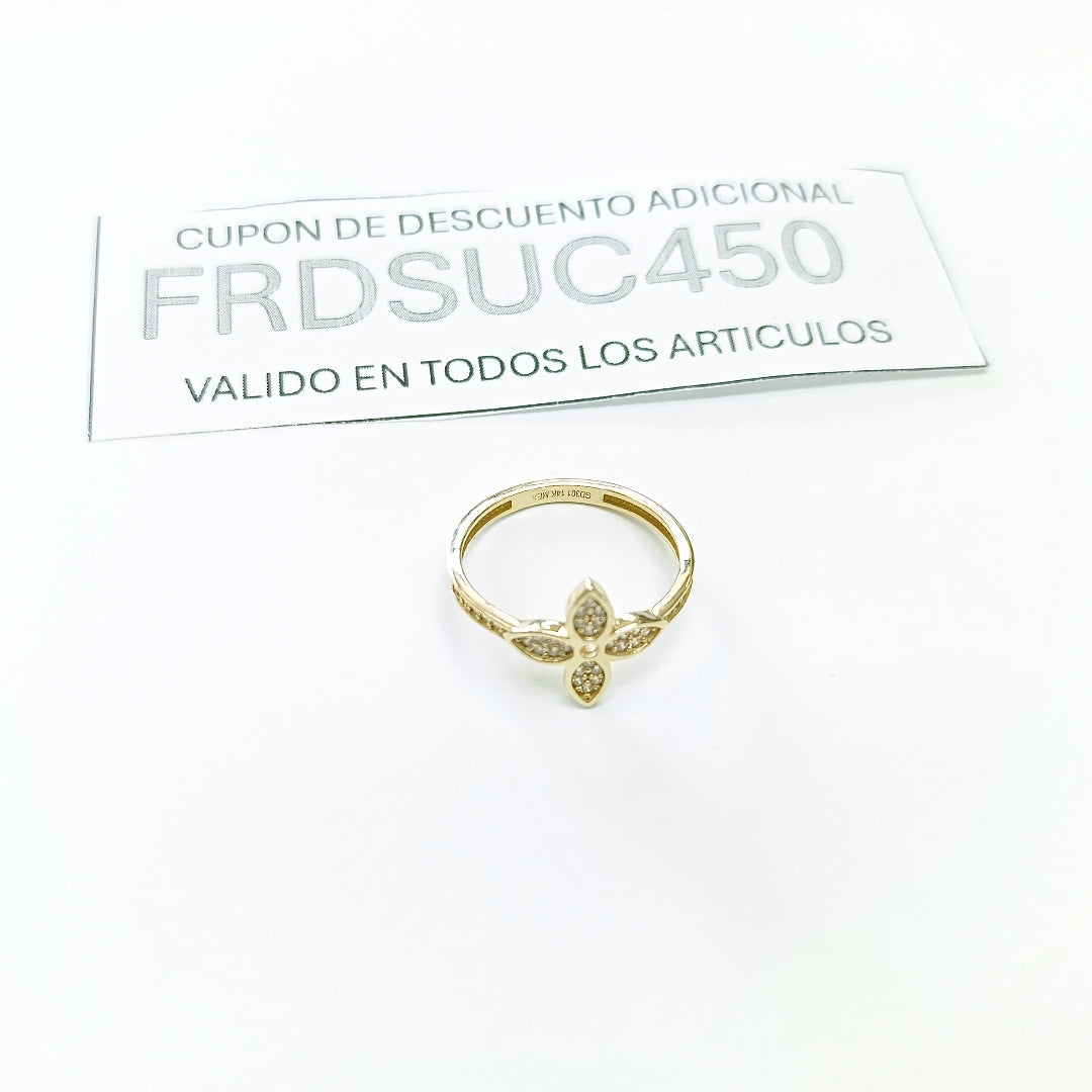 ANILLO ANILLITO FLOR C CIRCONIAS 14K 7 TALLA 1.9 GR (NUEVO)