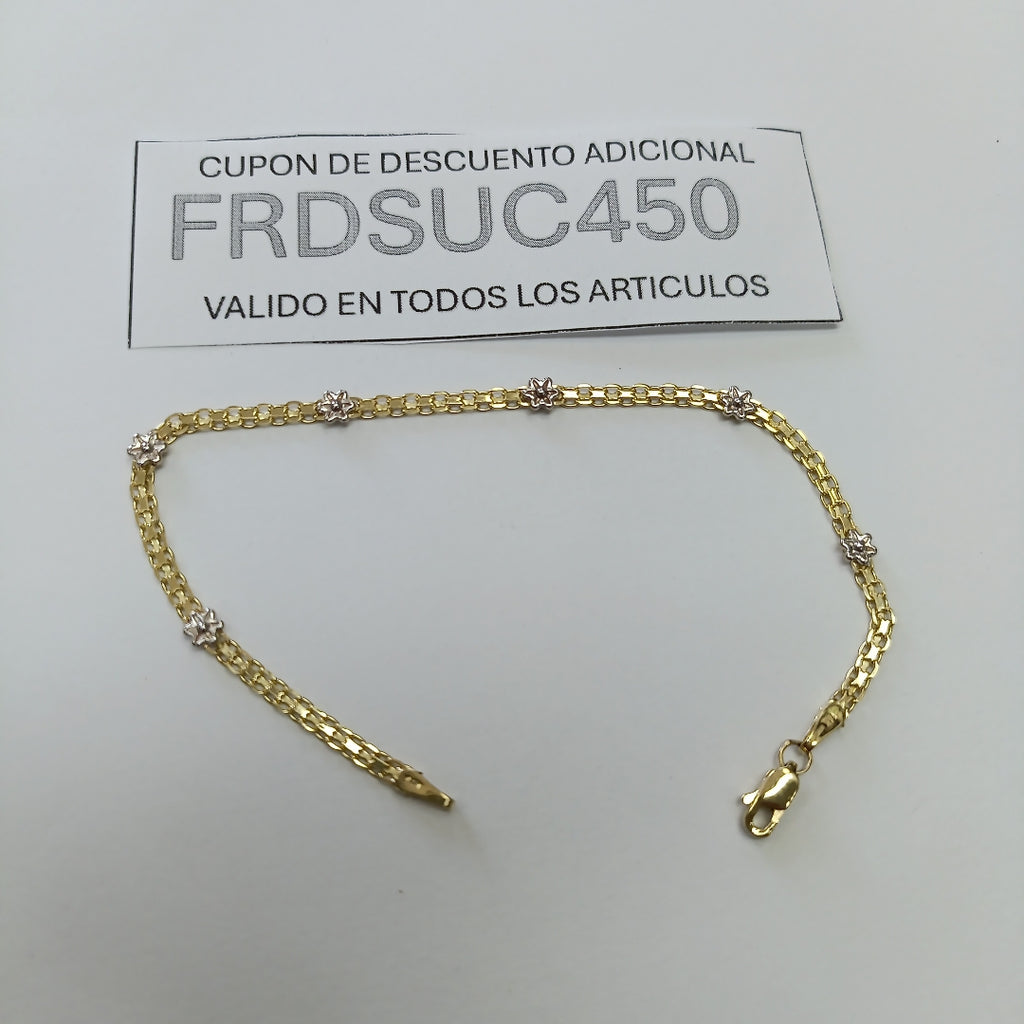 PULSERA ESPECIAL C FLORES 14K 18 CM 3 GR (NUEVO)
