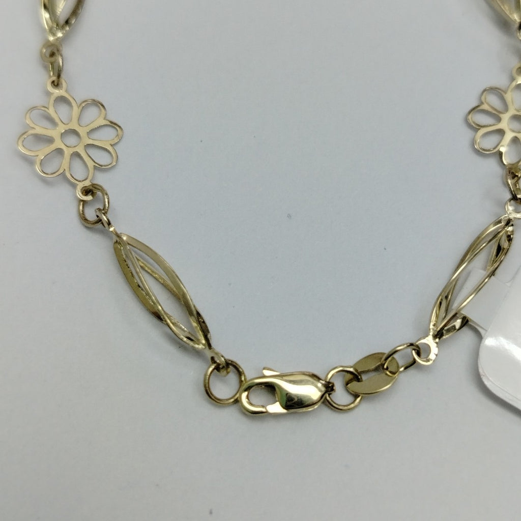 PULSERA ESPECIAL CON FLORES 14K 18 CM 2.8 GR (NUEVO)