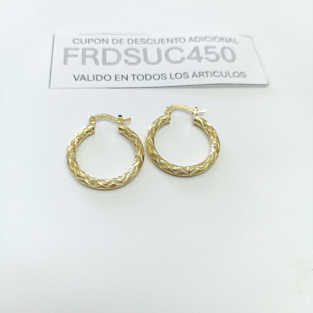 ARETES TEJIDO ARRACADA LABRADA 14K 2.8 GR (NUEVO)