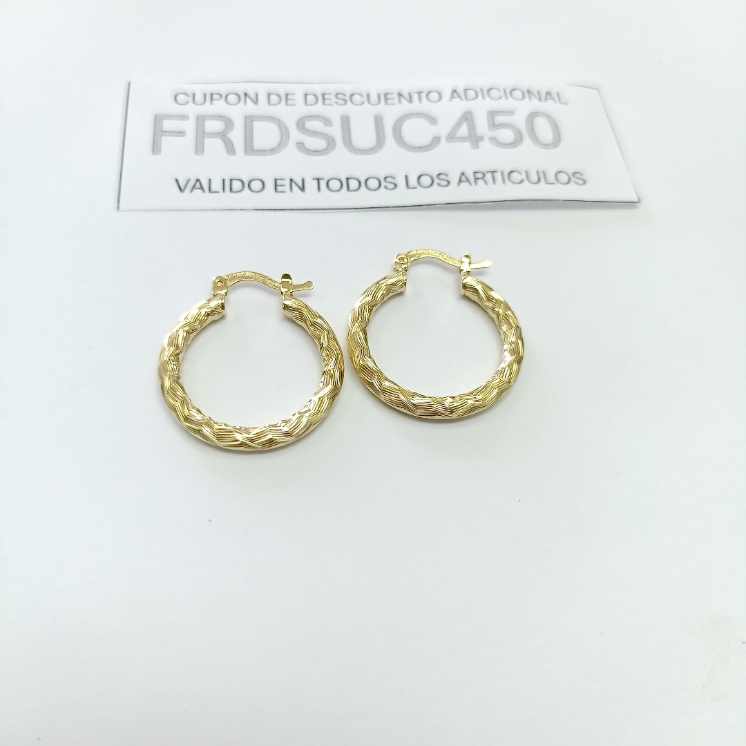 ARETES TEJIDO ARRACADA LABRADA 14K 2.8 GR (NUEVO)