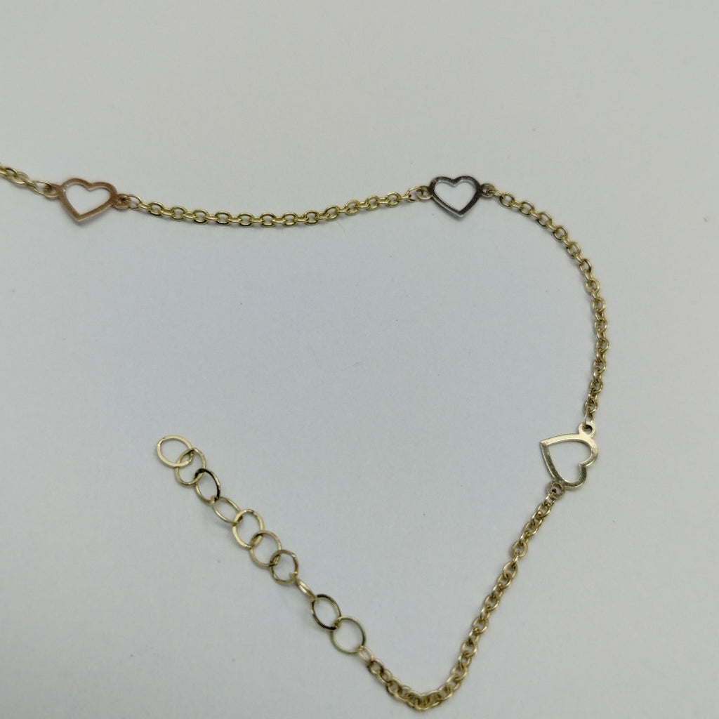 PULSERA ESPECIAL CON CORAZONES 10K 18 CM 1.3 GR (NUEVO)