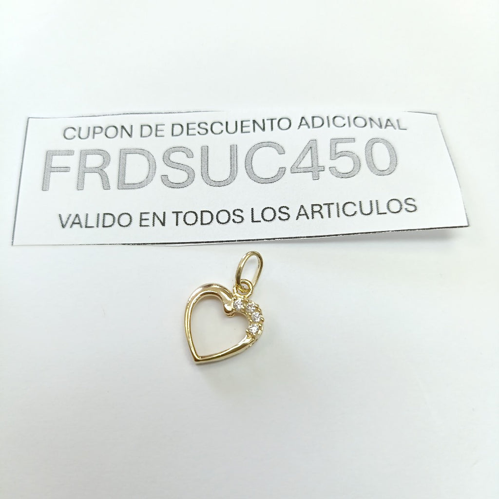 DIJE CORAZON CON CIRCONIAS 14K 1.3 GR (NUEVO)