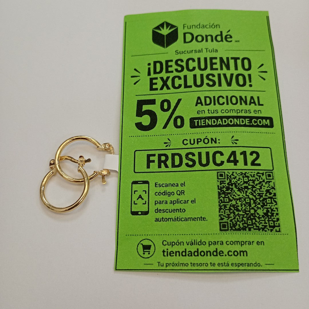 ARETES ARRACADAS ESTRIADAS 14K 1.4 GR (NUEVO)