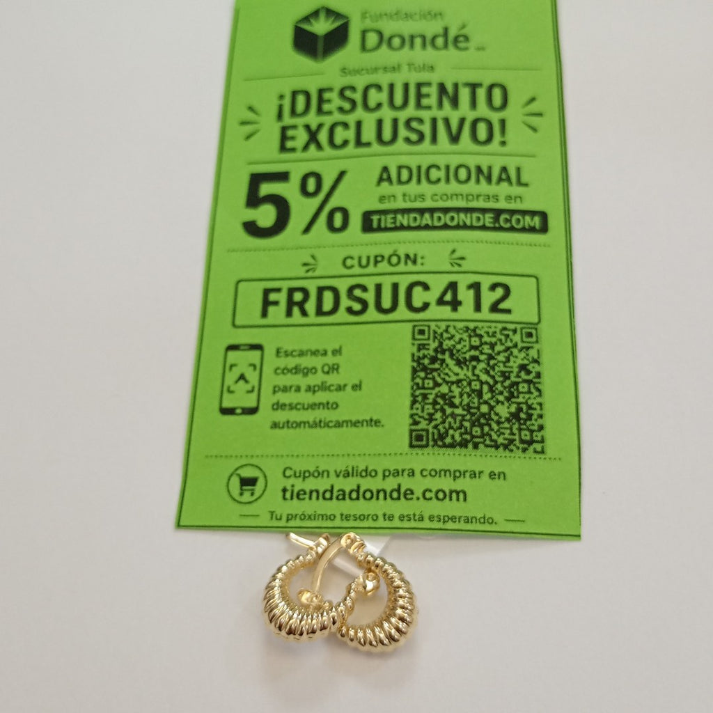 ARETES ARRACADA ESTRIADAS 14K 1 GR (NUEVO)