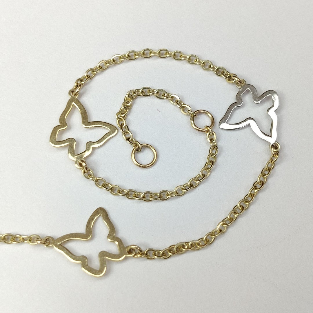 PULSERA ESPECIAL C MARIPOSAS 14K 18 CM 1.7 GR (NUEVO)