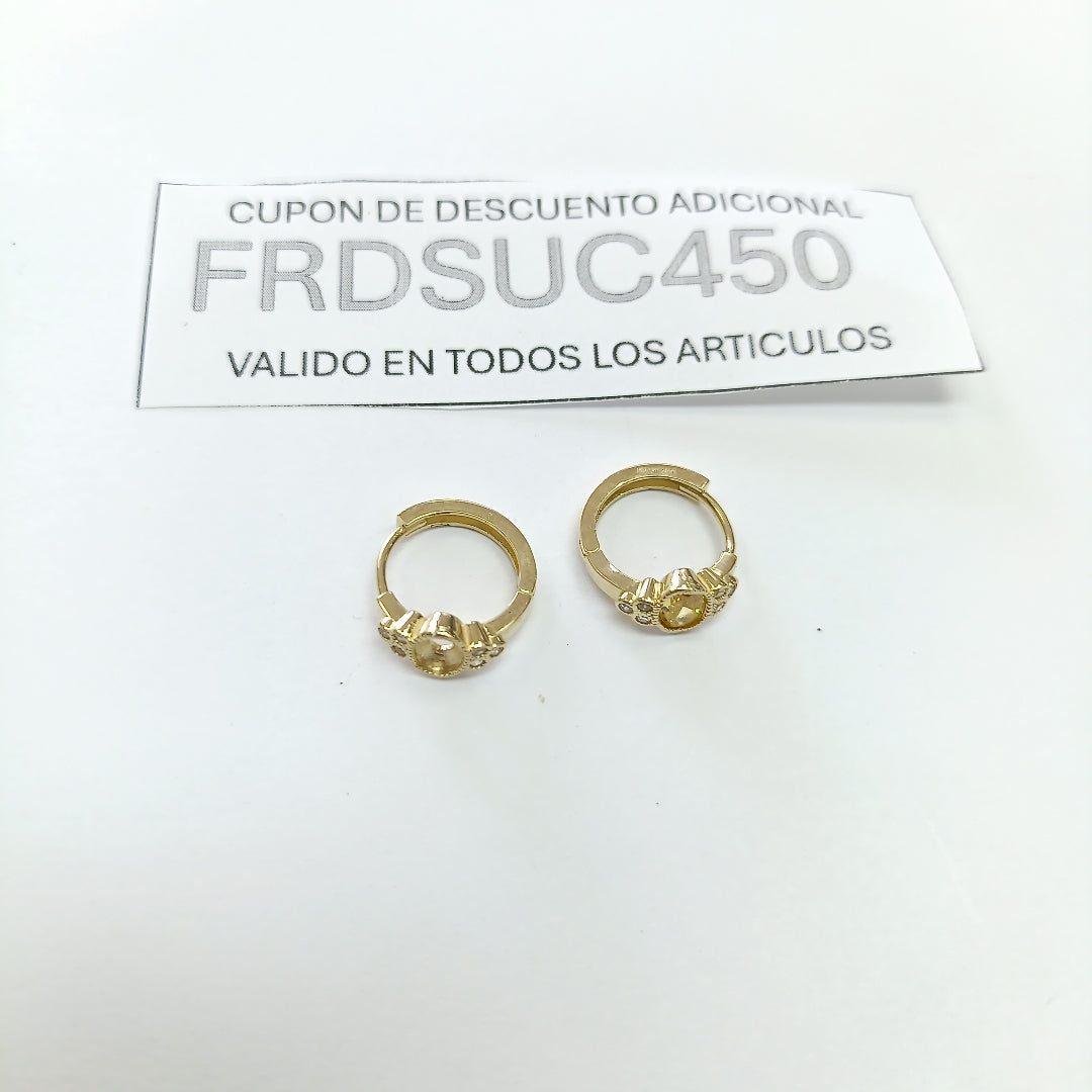 ARETES ARRACADAS CON CIRCONIAS Y PDRAS COL 14K 3.1 GR (NUEVO)