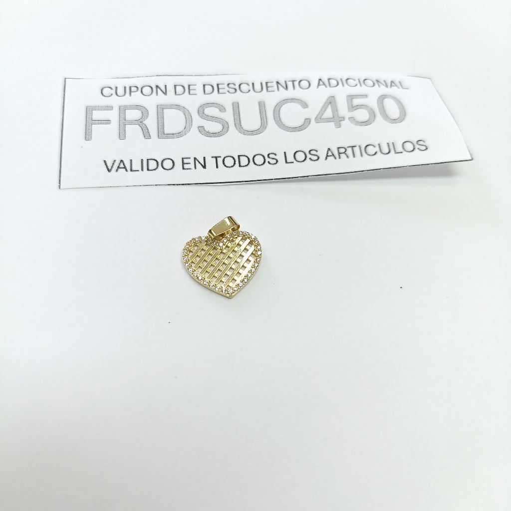 DIJE TEJIDO CORAZON CON CERCO DE CIRCONIAS 14K 1.1 GR (NUEVO)