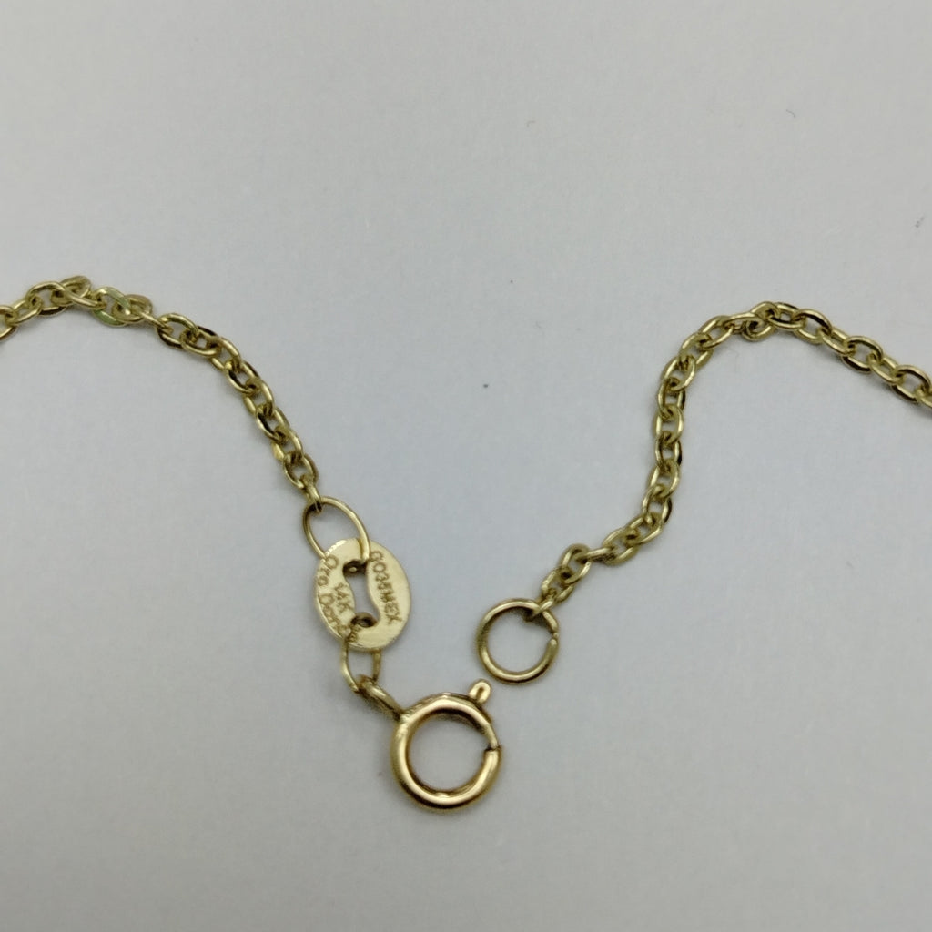 PULSERA ESP CON FIG CORAZONES 14K 18 CM 1.8 GR (NUEVO)
