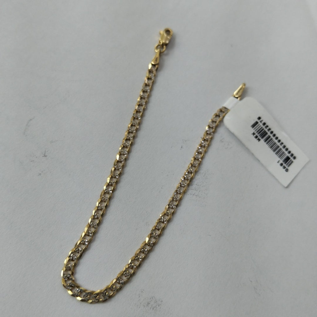 PULSERAS TEJIDO BARBADA DIAMANTADA ORO 14K 18 CM 3.2 GR (NUEVO)