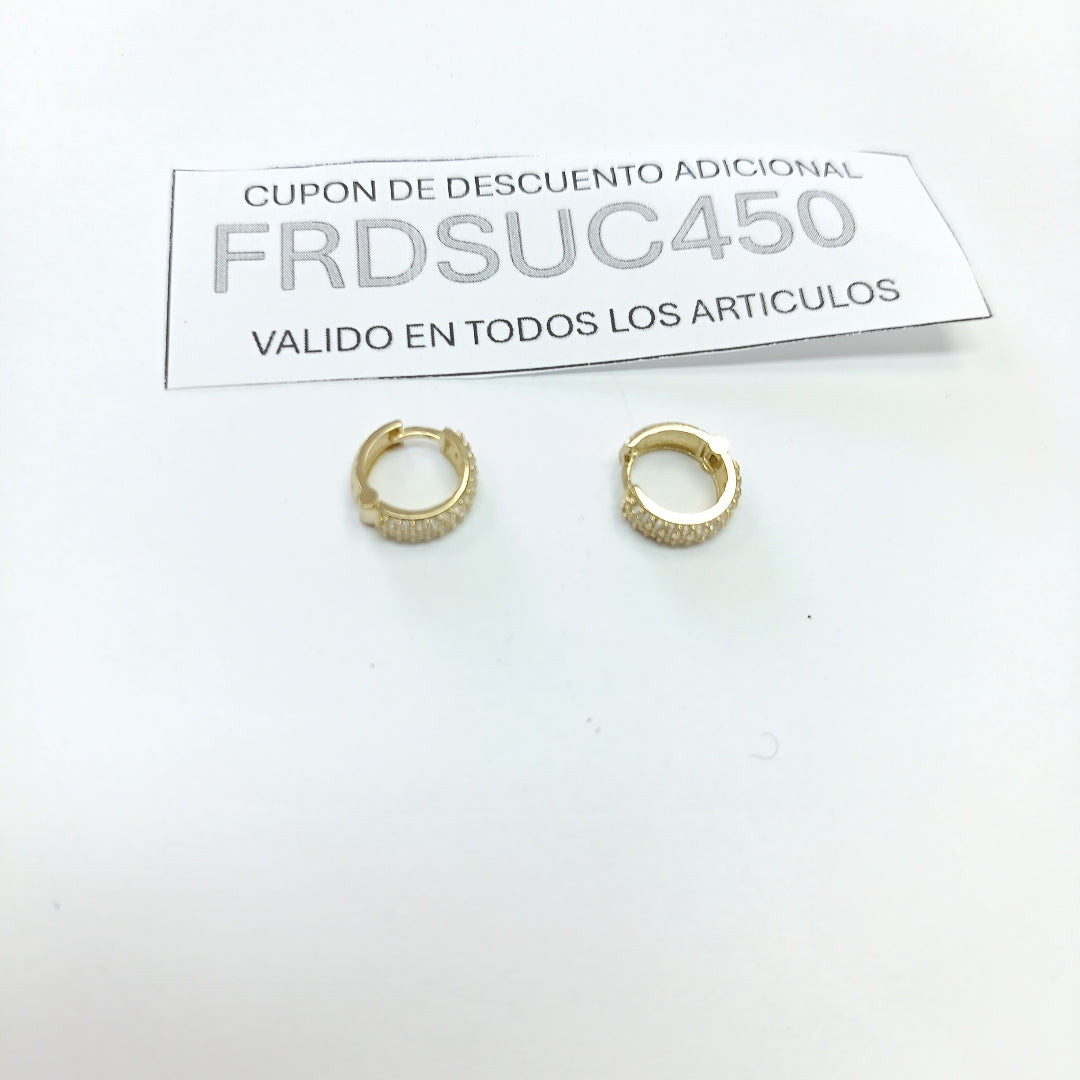 ARETES HUGGIE CON CIRCONIAS 14K 2 GR (NUEVO)