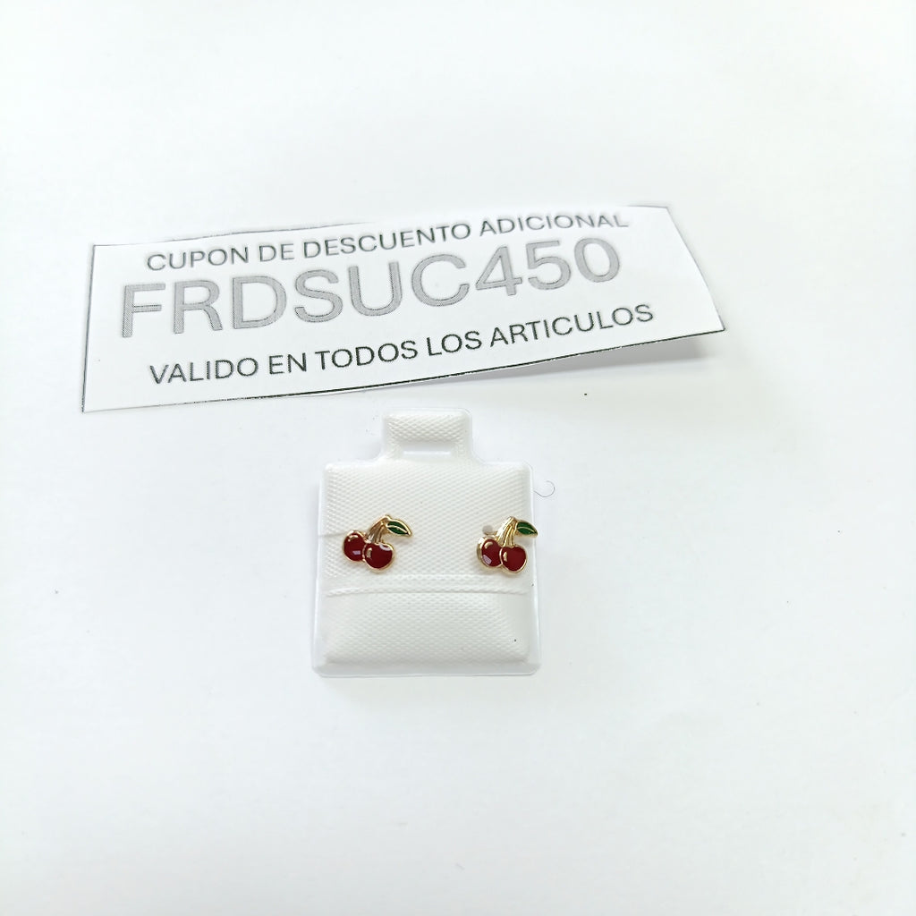 BROQUELES BROQUE FIG CEREZA C ESMALTE 14K 0.2203 GR (NUEVO)