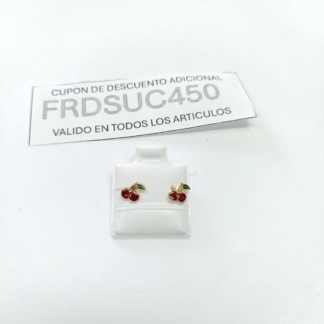 BROQUELES BROQUE FIG CEREZA C ESMALTE 14K 0.2203 GR (NUEVO)
