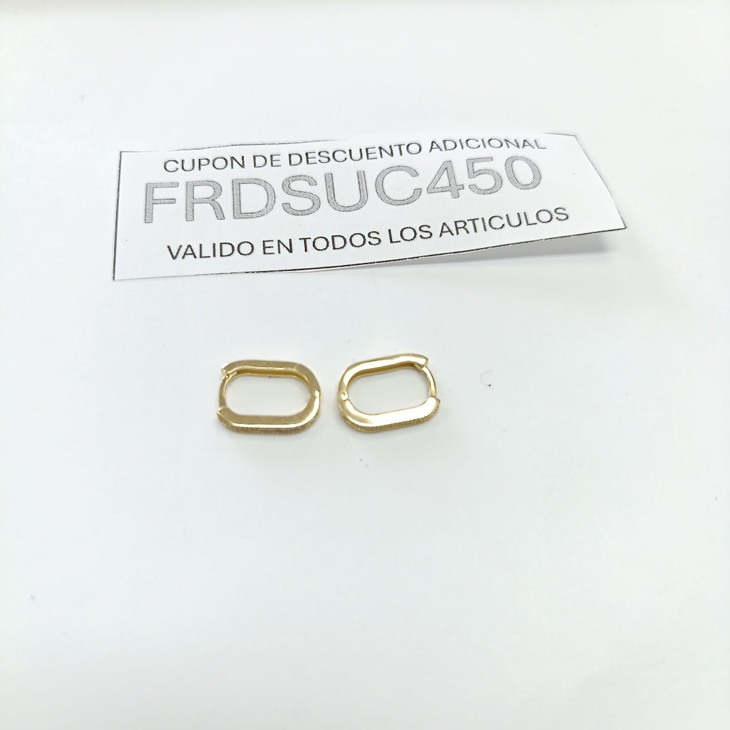 ARETES HUGGIES OVALADA C CIRCONIAS 14K 2.4 GR (NUEVO)