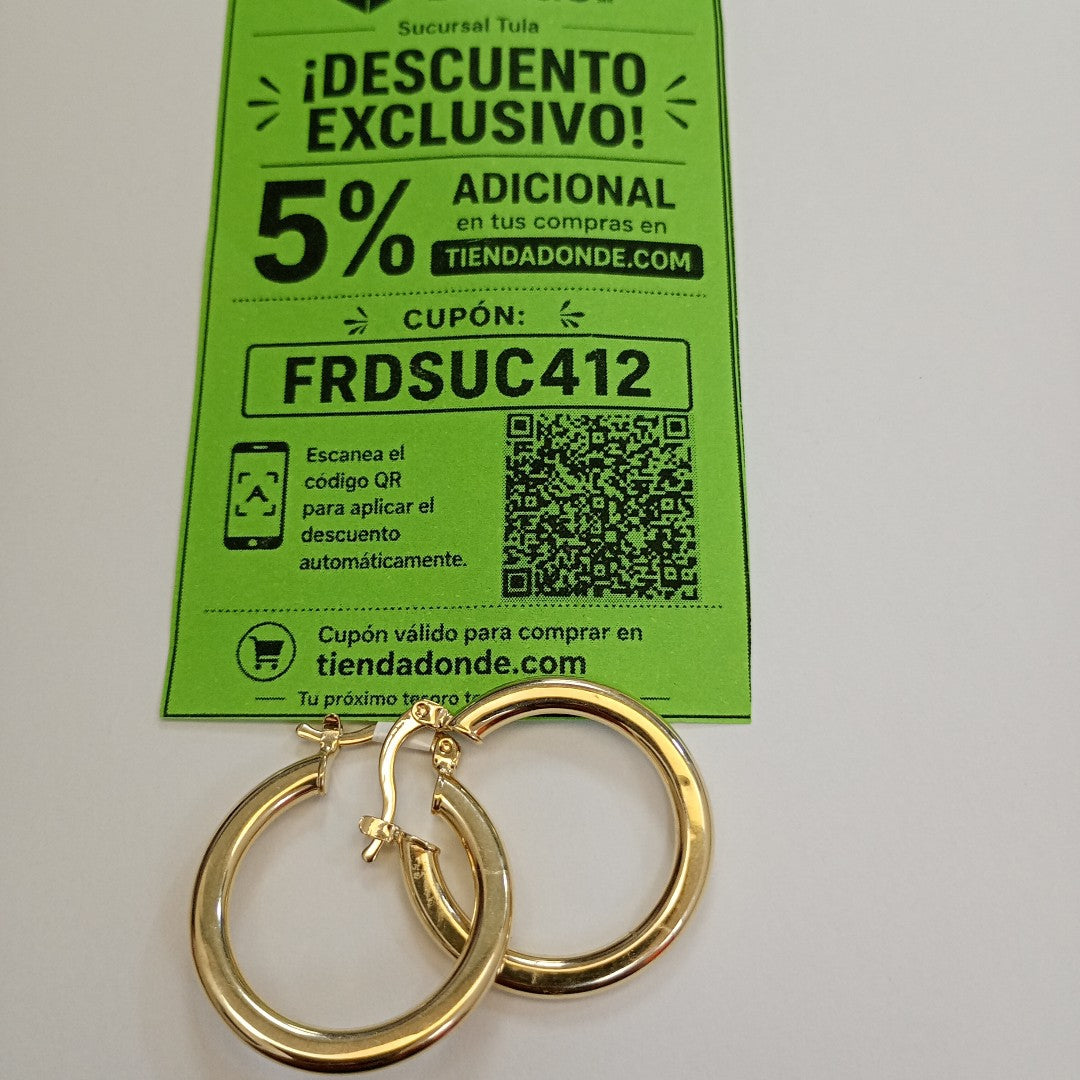 ARETES TEJIDO ARRACADA LISA 14K 2.1 GR (NUEVO)