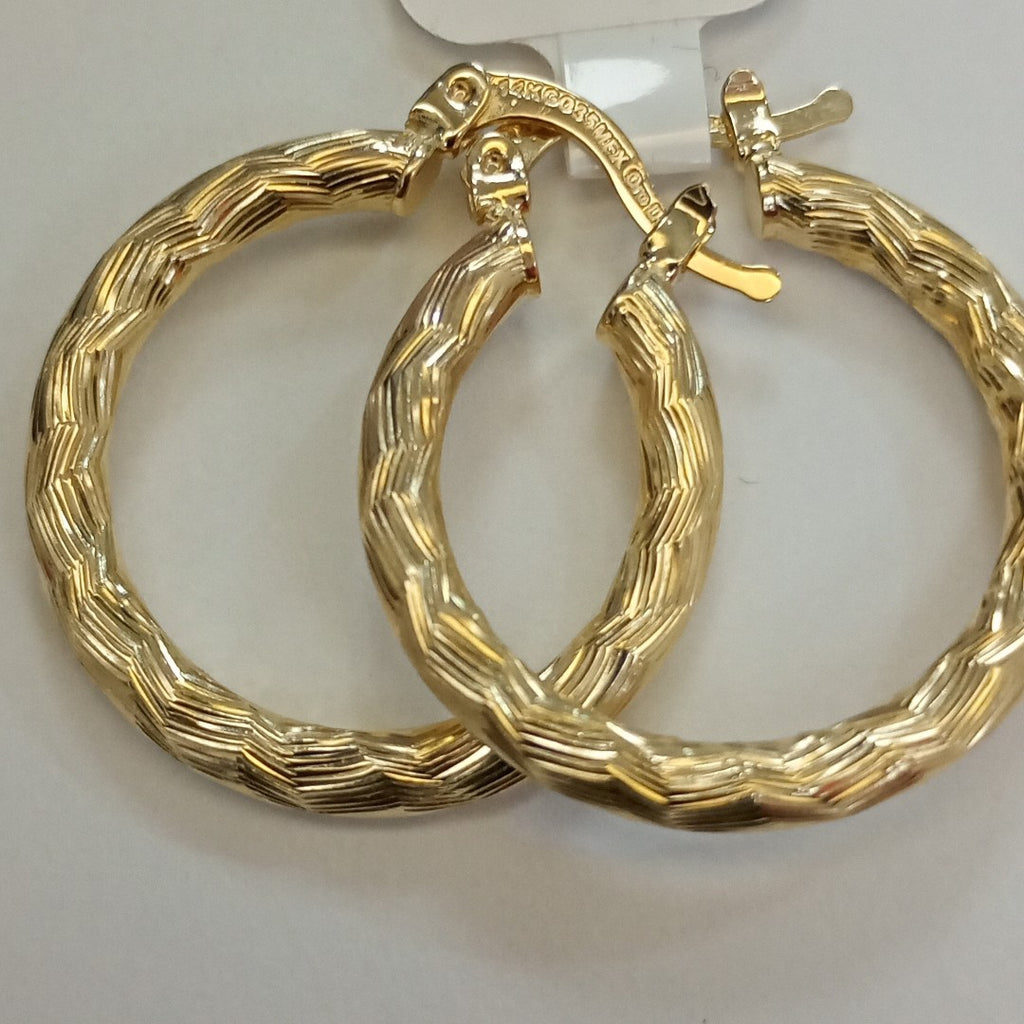 ARETES TEJIDO ARRACADA LABRADA 14K 2.6 GR (NUEVO)