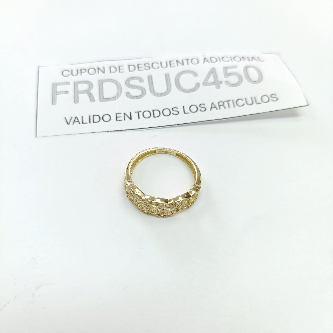 ANILLOS TRENZADO CON CIRCONIAS 14K TALLA 7 2.4 GR (NUEVO)