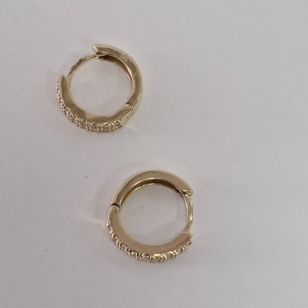 ARETES HUGGIES C CIRCONIA 14K 1.8 GR (NUEVO)