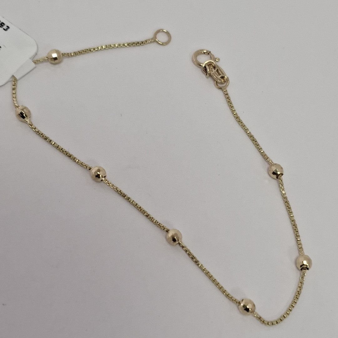 PULSERA ESPECIAL CON BOLITAS 14K 18 CM 1.4 GR (NUEVO)