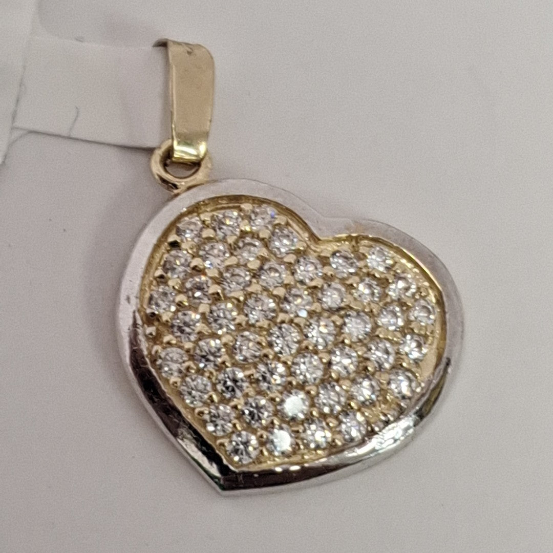 DIJE CORAZON CON CIRCONIAS 14K 1.8 GR (NUEVO)