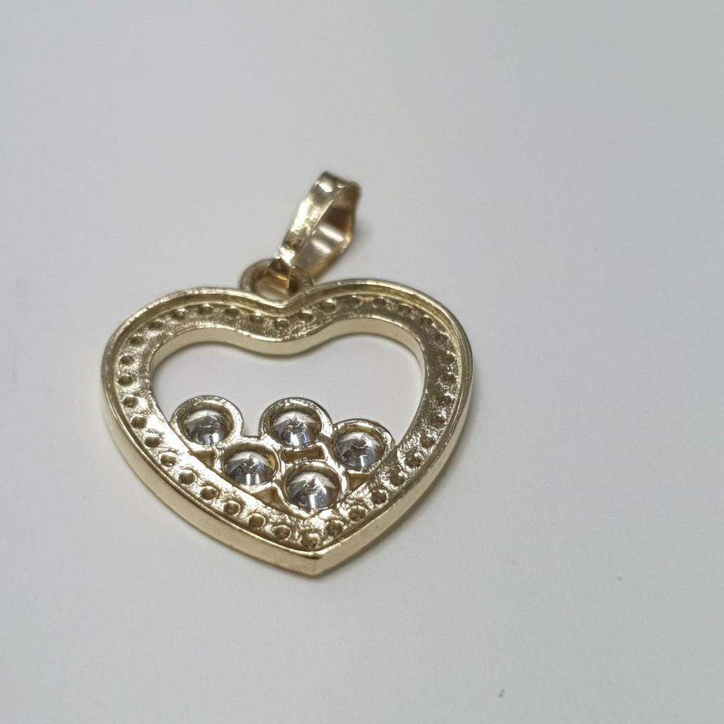 DIJE CORAZON CON CIRCONIAS 14K 1.7 GR (NUEVO)