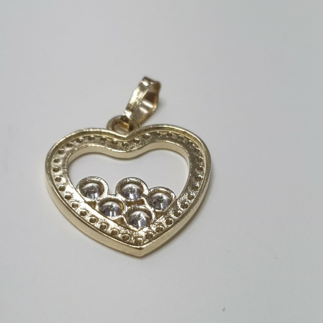 DIJE CORAZON CON CIRCONIAS 14K 1.7 GR (NUEVO)