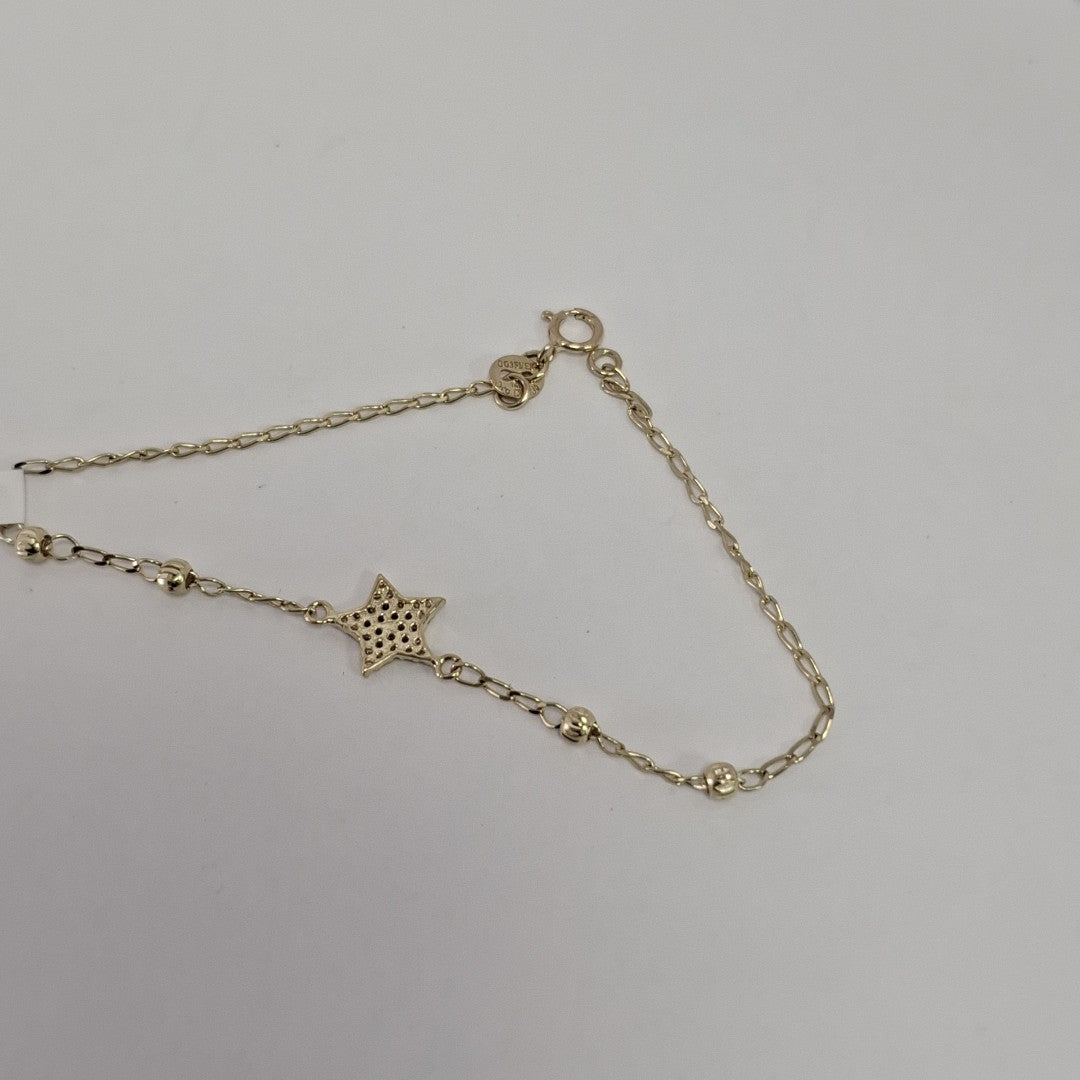 PULSERA ESPECIAL CON ESTRELLA Y CIRCONIAS 14K 18 CM 1.5 GR (NUEVO)