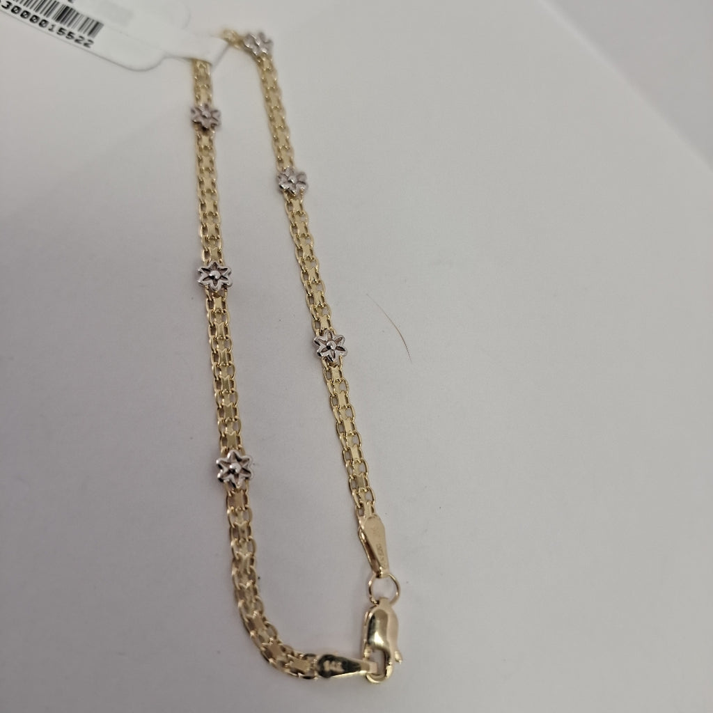 PULSERA ESPECIAL C FLORES 14K 18 CM 2.9 GR (NUEVO)