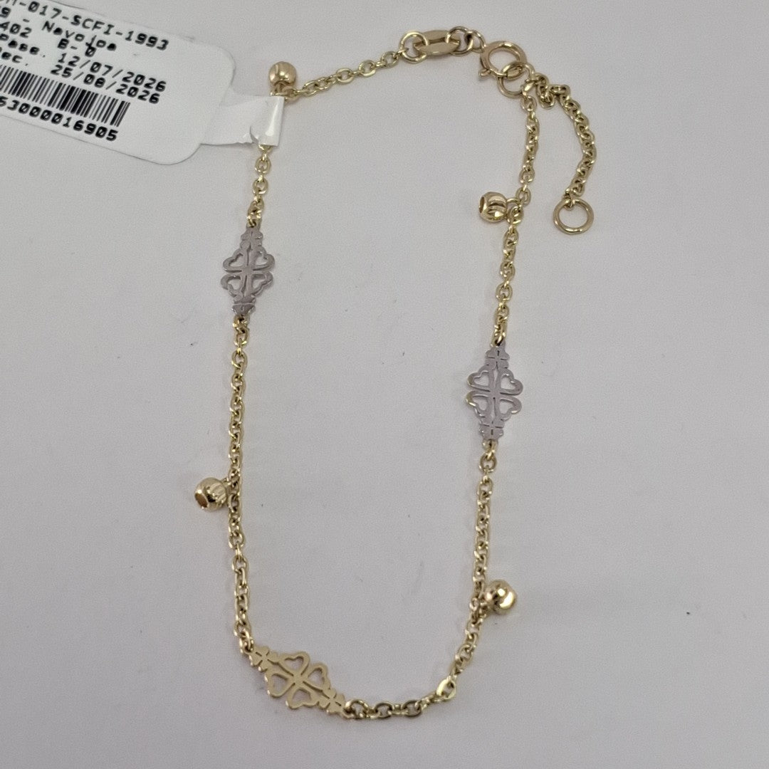 PULSERA ESPECIAL CON TREBOL 14K 18 CM 1.8 GR (NUEVO)