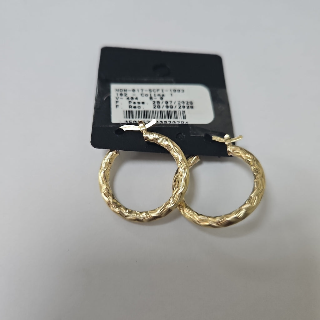 ARETES TEJIDO ARRACADA LABRADA 14K 2.6 GR (NUEVO)