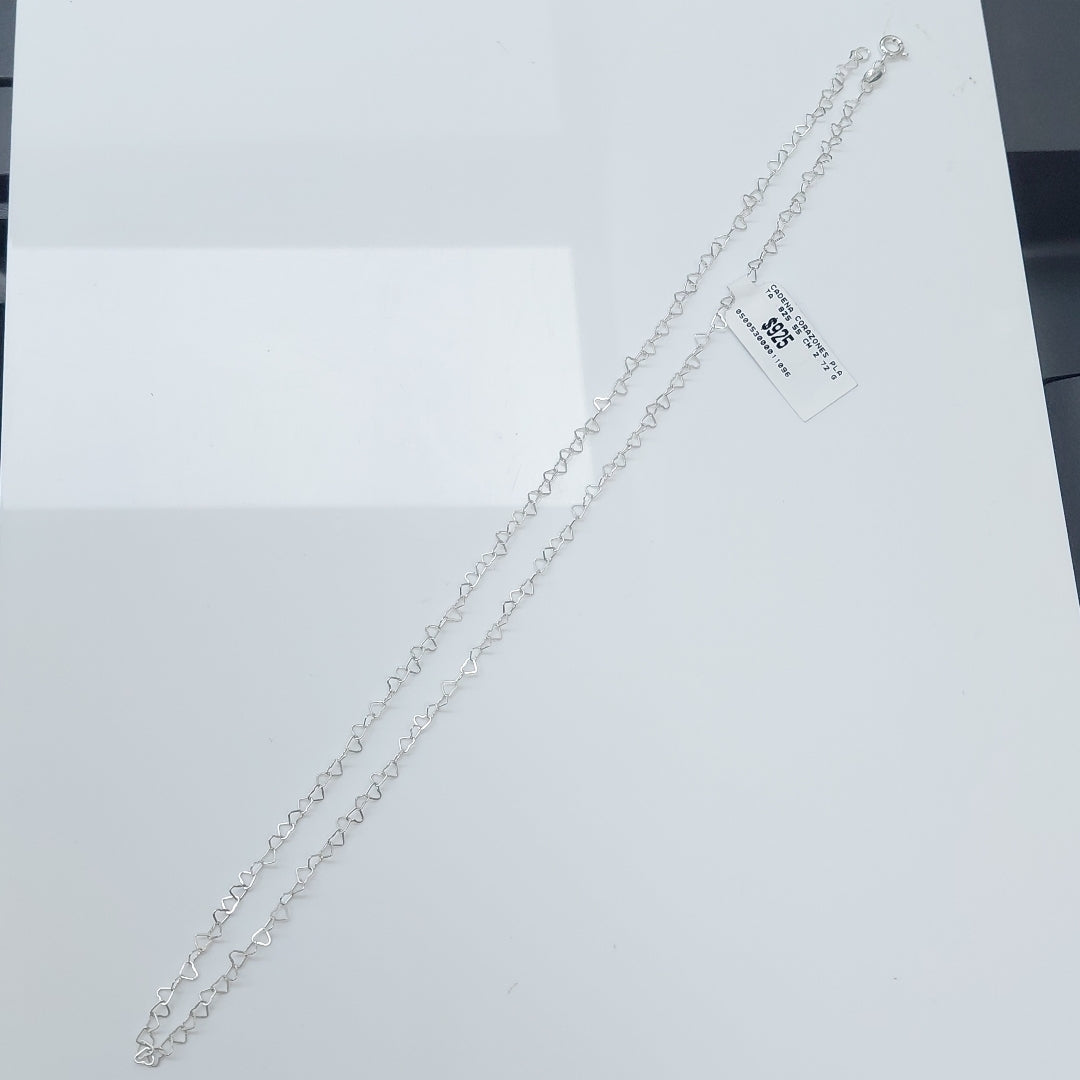 CADENA CORAZONES PLATA .925 55 CM 2.72 GR (NUEVO)