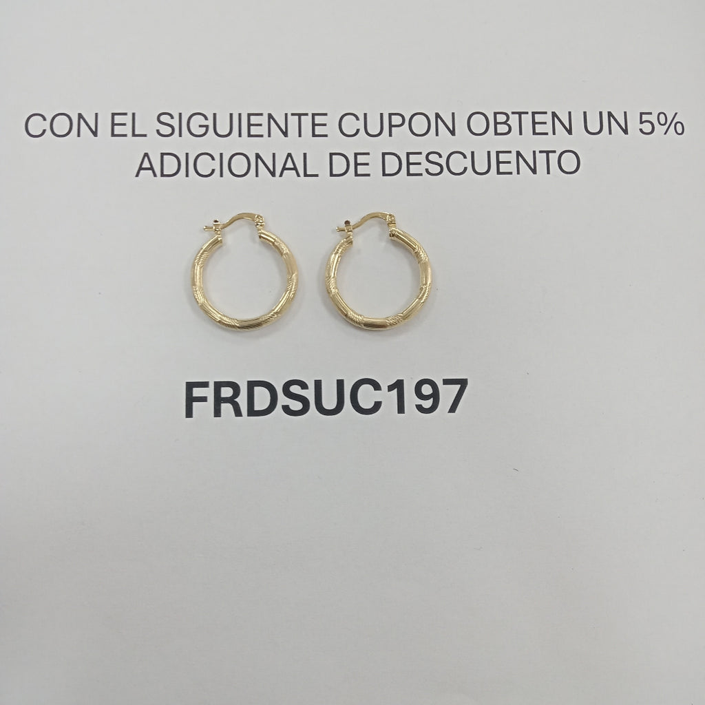 ARETES TEJIDO ARRACADAS BISELADAS 14K 3.8 GR (NUEVO)