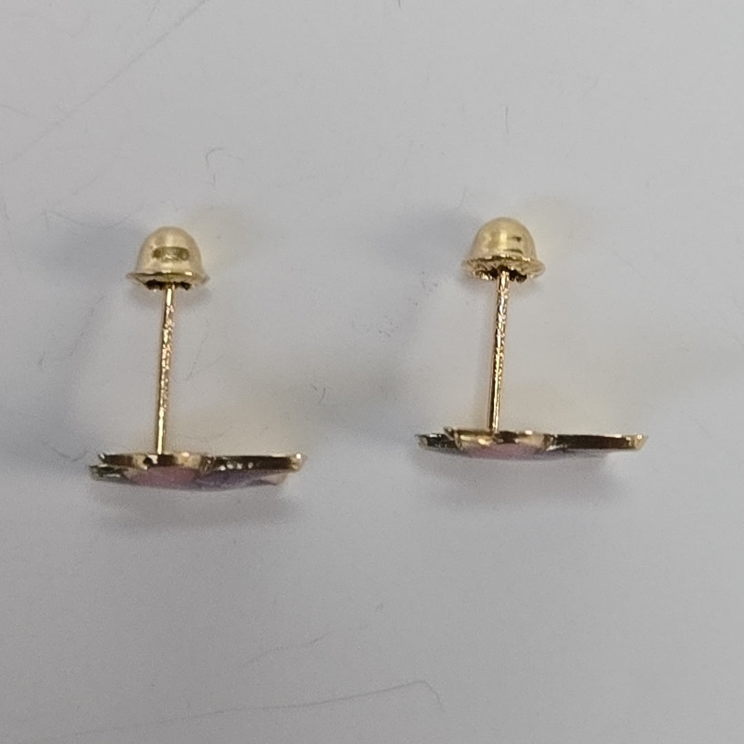 BROQUELES BROQUEL FIG COLIBRI ESMALTE ROSA 14K 0.2138 GR (NUEVO)