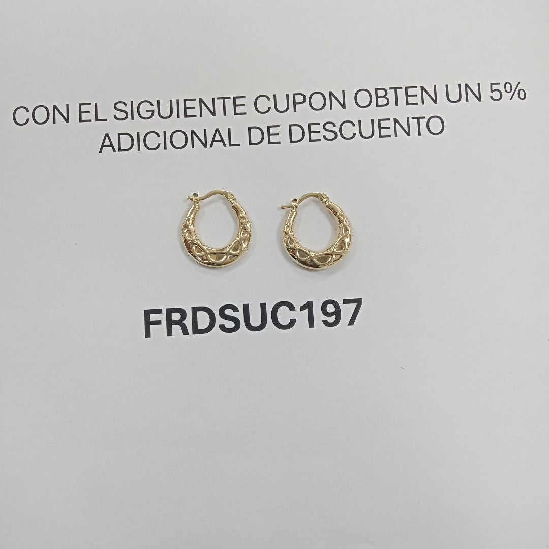 ARETES TEJIDO ARRACADAS CON FIGURA 14K 2.2 GR (NUEVO)