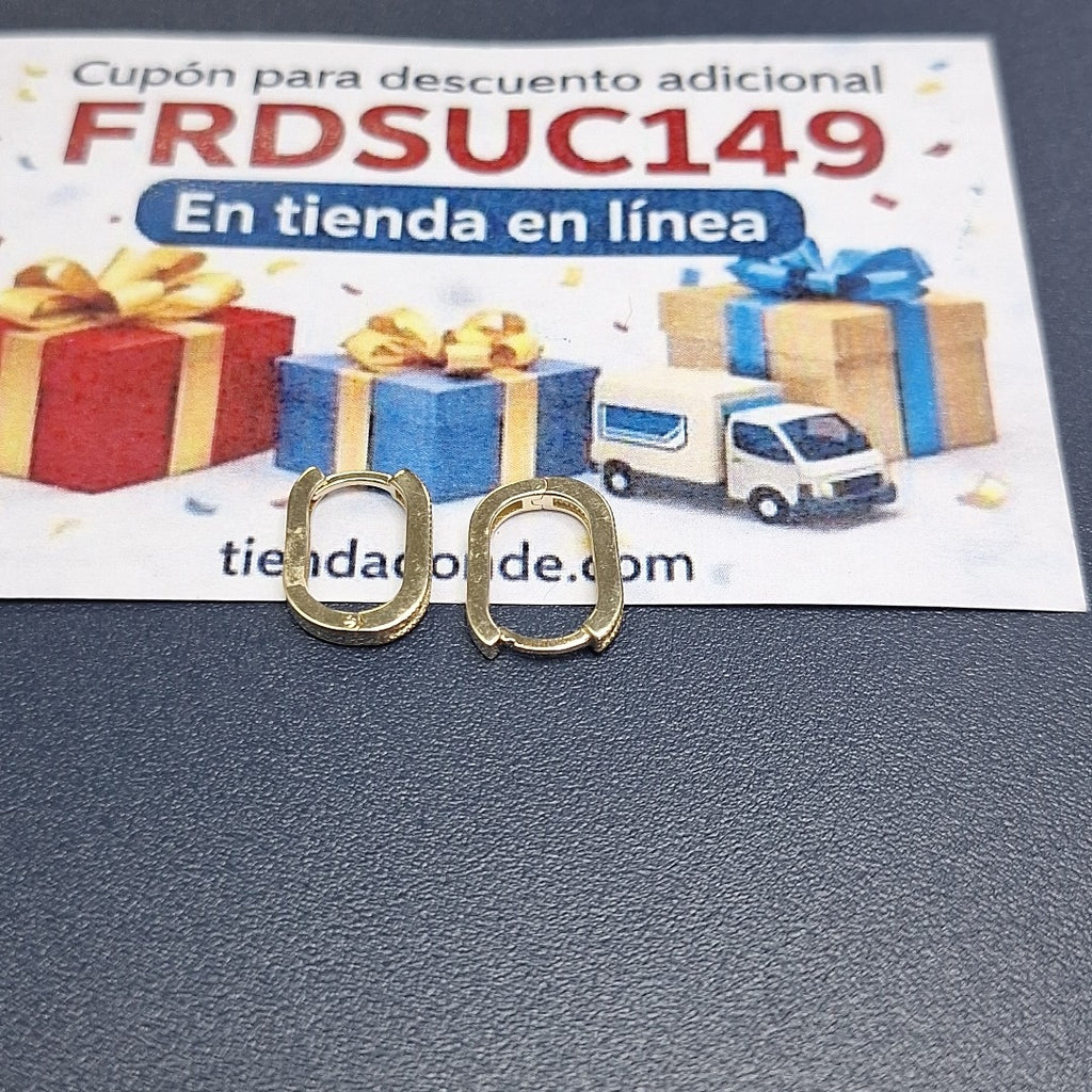 ARETES HUGGIES OVALADA C CIRCONIAS 14K 2.5 GR (NUEVO)