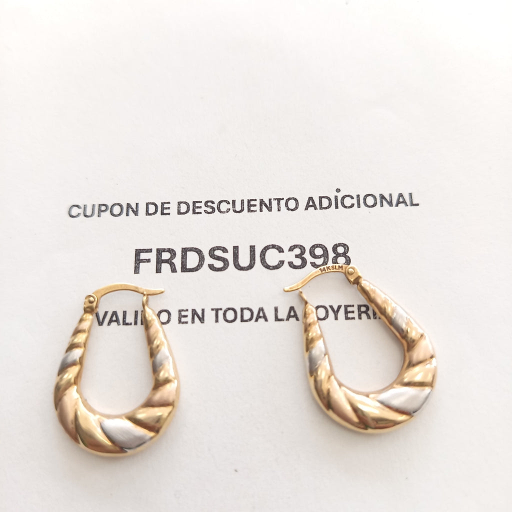 ARETES PAR ORO, ORO COMBINADO 14 K 2.1 GRMS (SEMINUEVO)