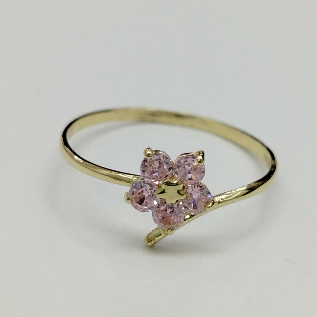 ANILLOS FLOR CON PIEDRA DE COLOR 14K TALLA 9 1 GR (NUEVO)