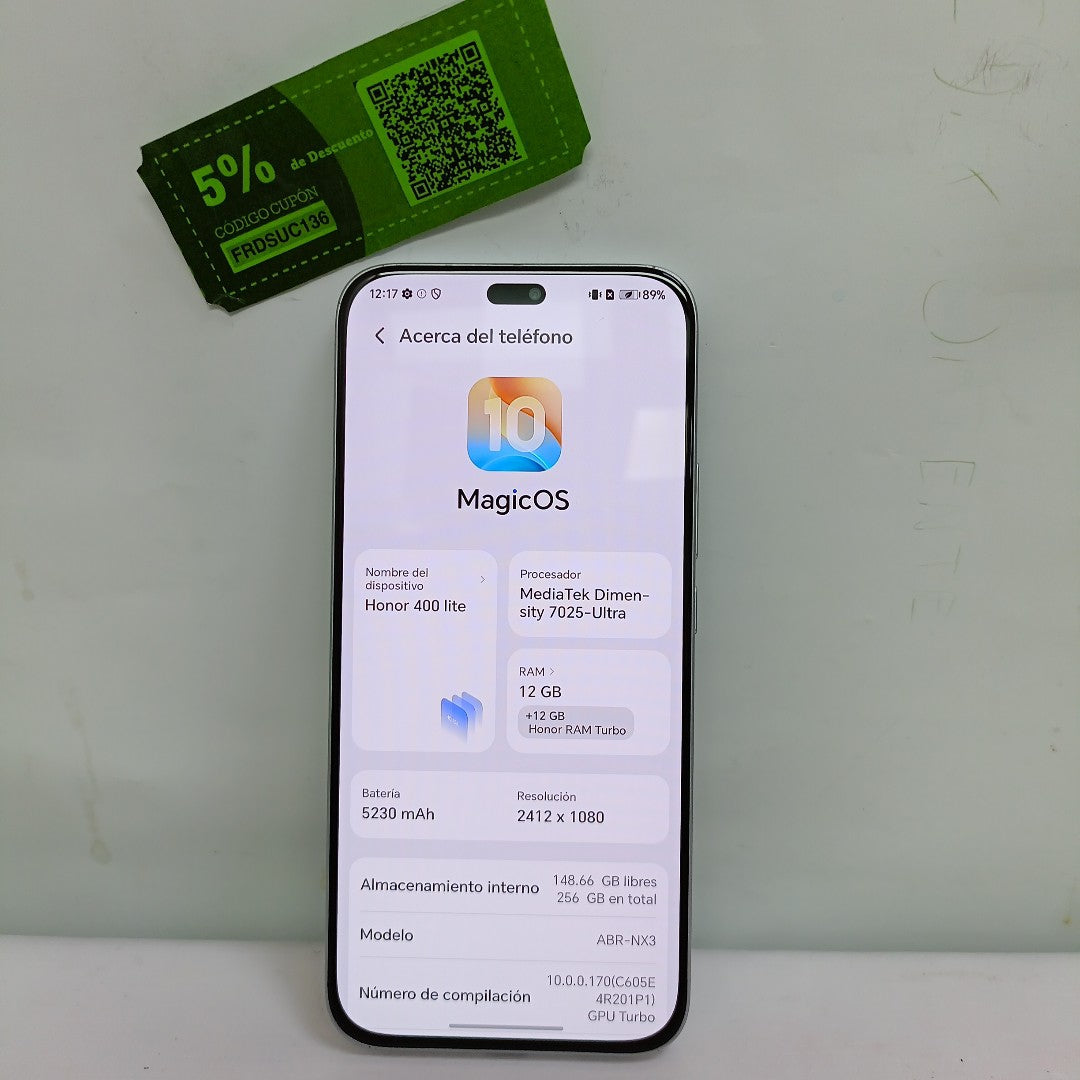 CELULAR HONOR 400 LITE ABR-NX3 (2025) 256 GB 12 GB RAM (SEMINUEVO)