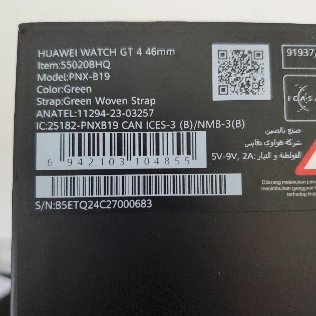 SMARTWATCH HUAWEI WATCH GT 4 PNX-B19 46 MM GPS (SEMINUEVO)